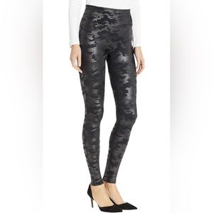 SPANX FAUX LEATHER CAMO LEGGINGS